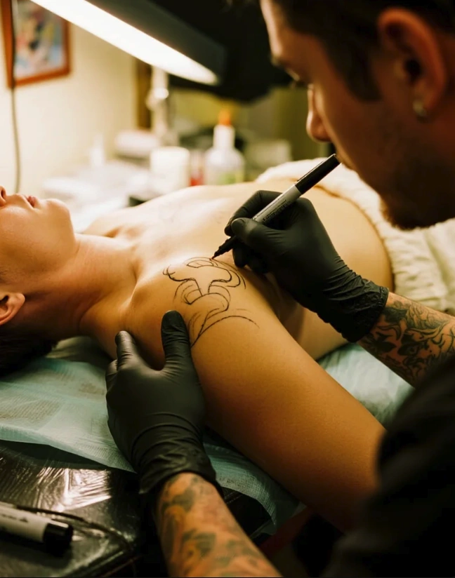 tattoo sizing and flow across shoulder and chest